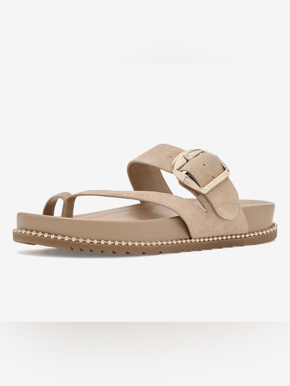 Vince Camuto Beige Camilo Toe Loop Buckle Band Slide Sandals Size 7 NWT